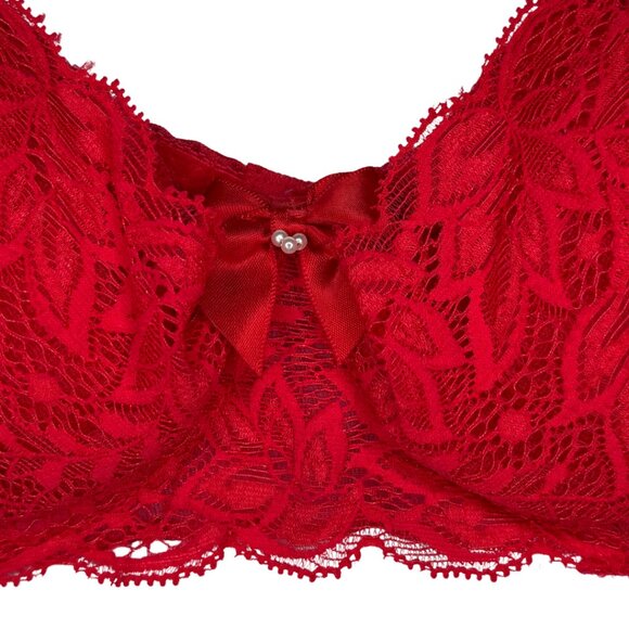 ⭐ NWT Jezebel Lace Underwire Bra • Crimson Red • 36A ⭐ - Picture 2 of 6
